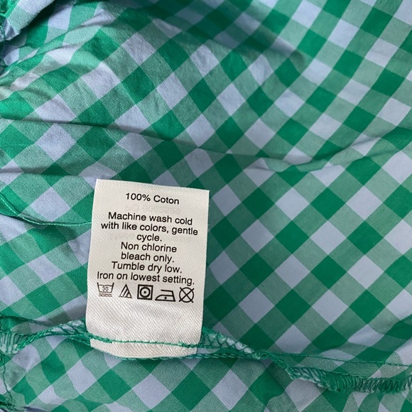 J Crew Printed Bow Back Peplum Tank Top Gingham Blue Green Size L NEW - Picture 7 of 9